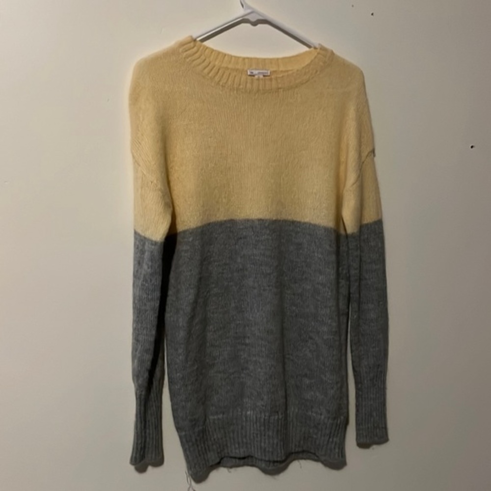 Vintage GAP Colorblock Gray & Yellow Mohair Blend Sweater